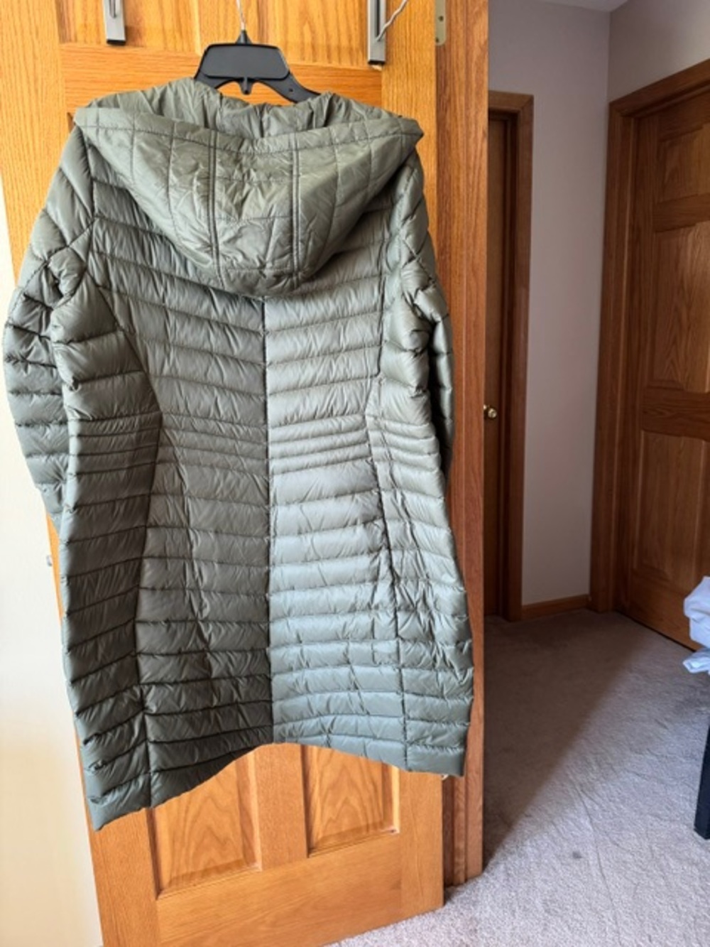 Lands' End Olive Green Long Packable Hooded Puffer Coat - Picture 4 of 4